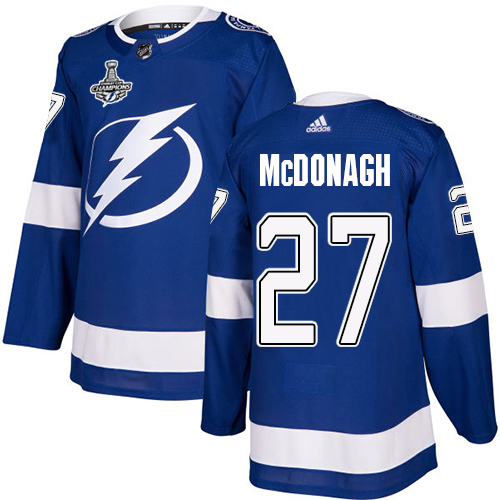 Men Adidas Tampa Bay Lightning #27 Ryan McDonagh Blue Home Authentic 2020 Stanley Cup Champions Stitched NHL Jersey